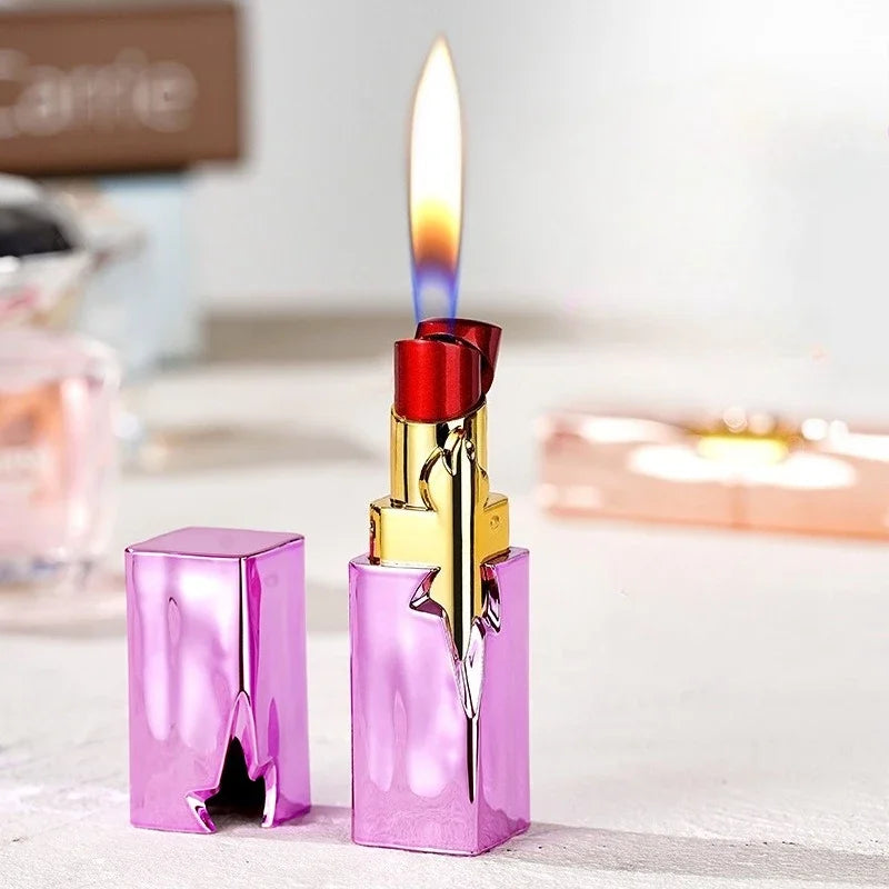 NEW Creative Lipstick Lighter Portable Open Flame Cigarette Lighter Female Student Lighter High-Value Smoker Gifts 2025