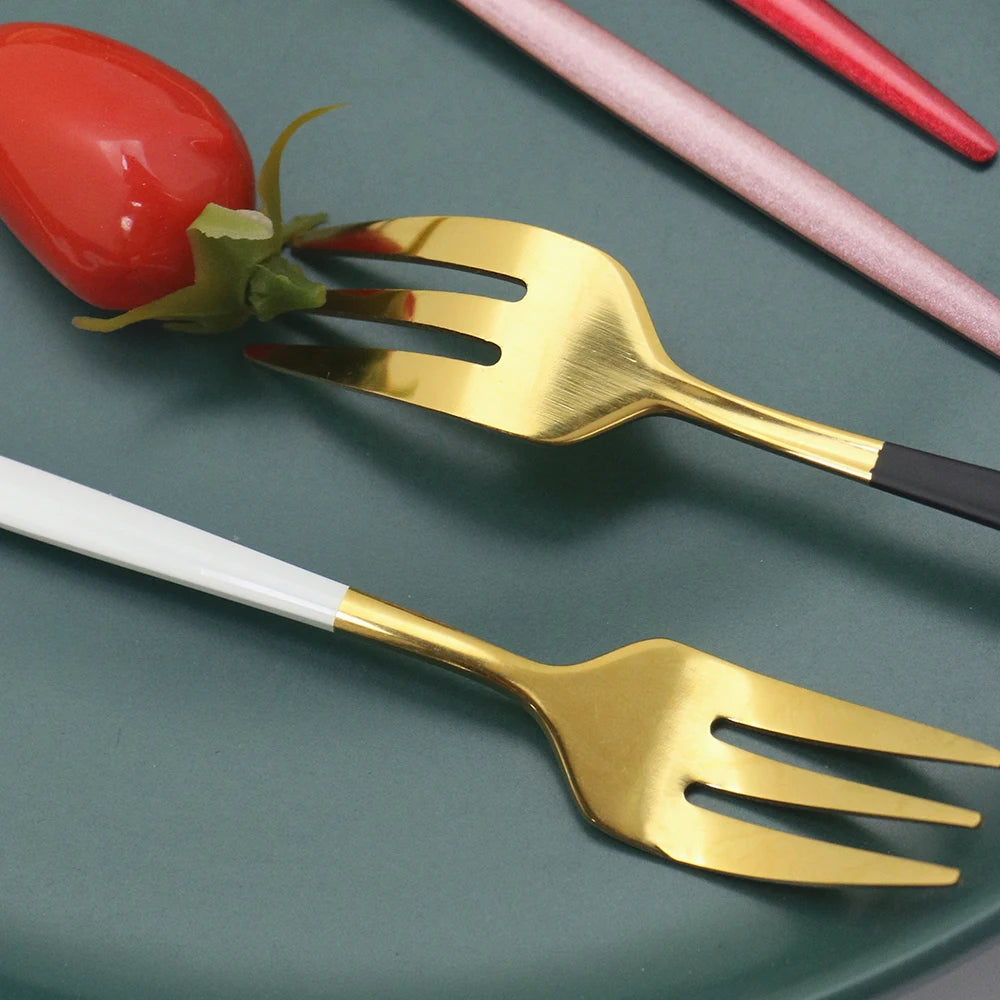 30Pcs Dinnerware Set Dinner Knife Fruit Fork Spoon Cutlery Set Flatware Stainless Steel Kitchen Tableware Silverware Sets