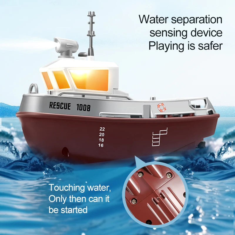 RC Boat 1/32 Remote Control Mini Rescue Boat Dual Motor Waterproof RC Racing Ship 2.4G Watercraft Speedboat Toys for Boys Gifts