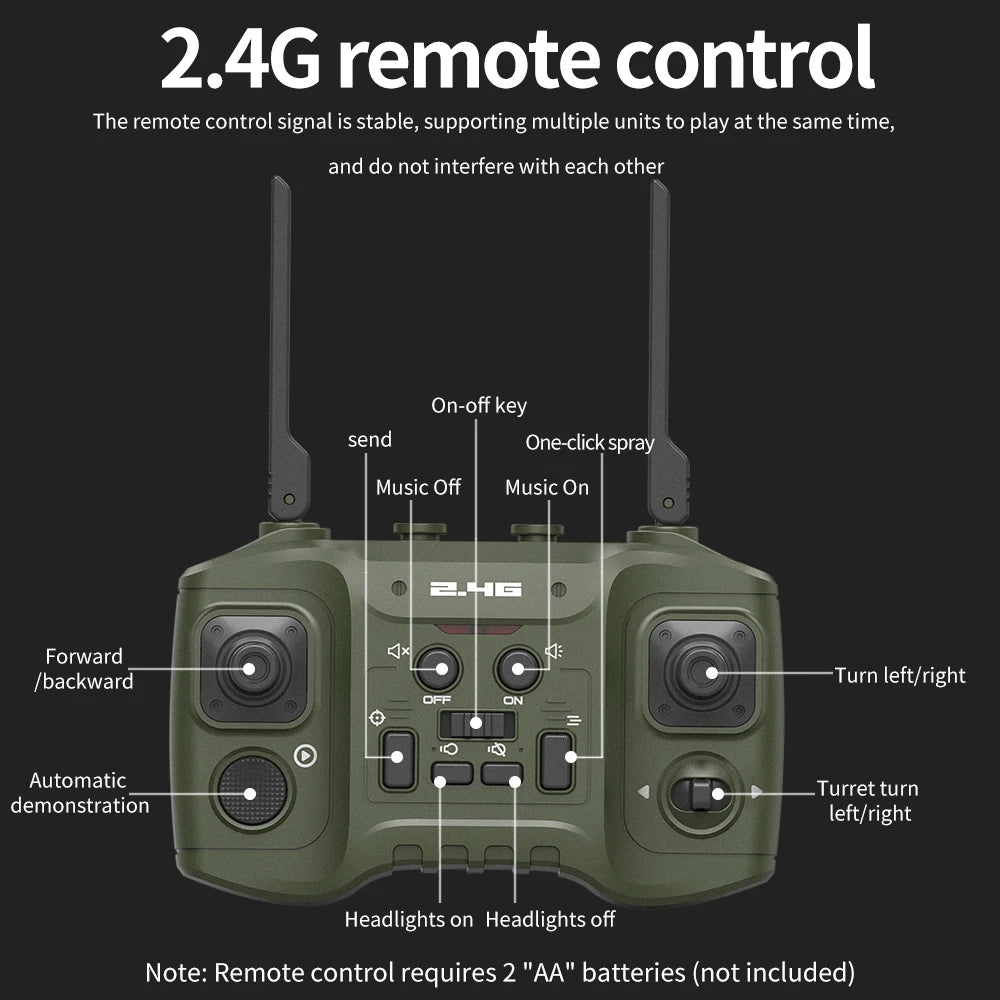 2.4G Tracked Simulation Remote Control Tank Water Bomb Spray Remote Control Vehicle War Armored Vehicle Model Children Toy Gift