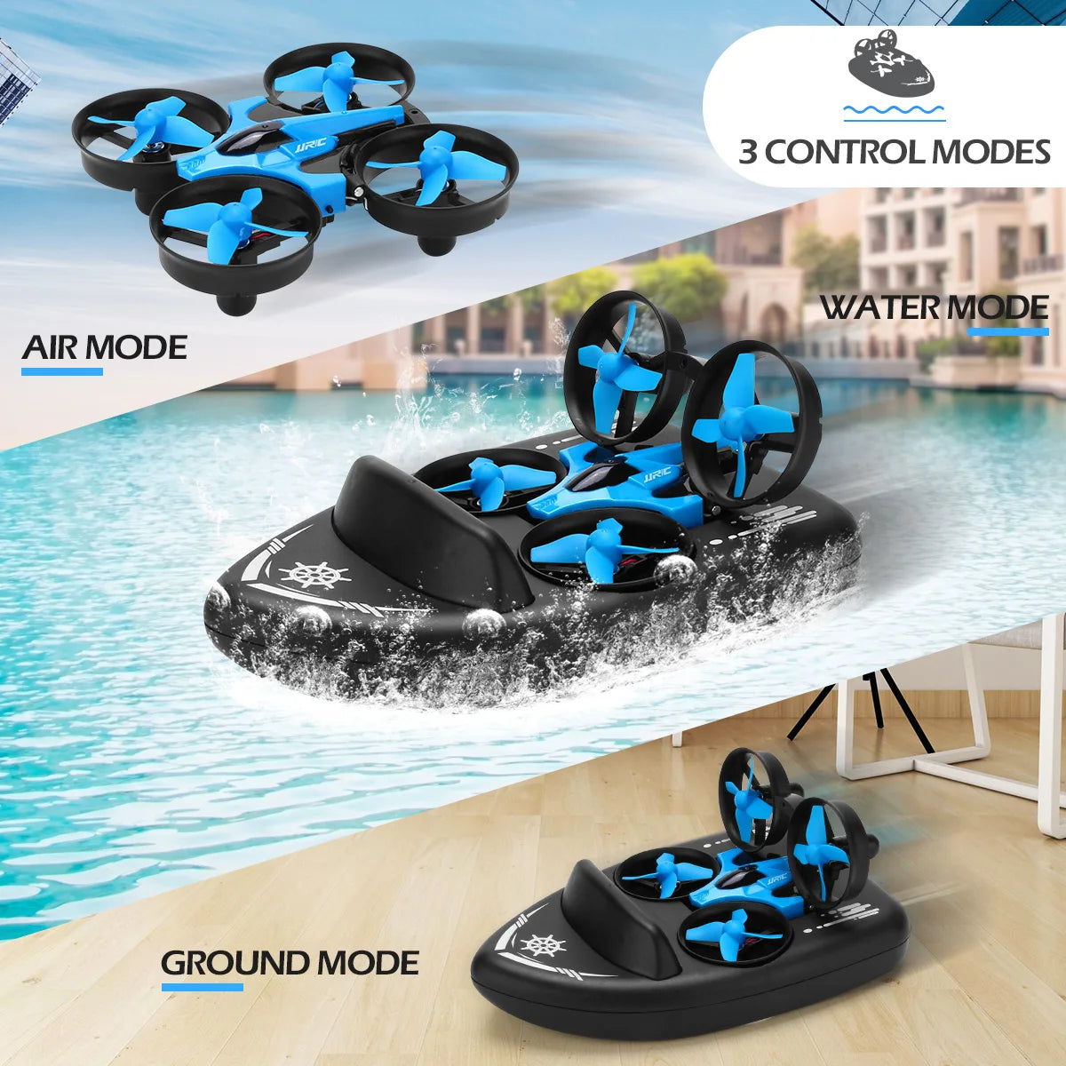JJRC H36 1:20 Remote Control Ship Three Modes 2.4G Quadcopter Boat Helicopter UAV Rc Drone with Light Kids Toys Children's Gift