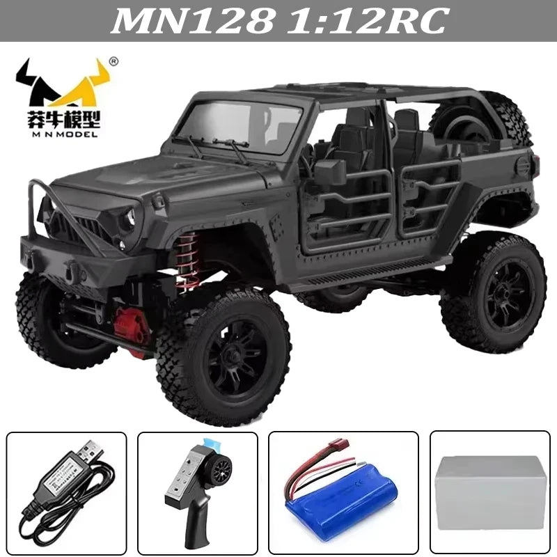 MN128 1/12 RC Car 4WD Jeep Model 2.4G Remote Control LED Light 4X4 Off Road 4WD Climbing RC Truck Electric Toy Car Gift for Boy