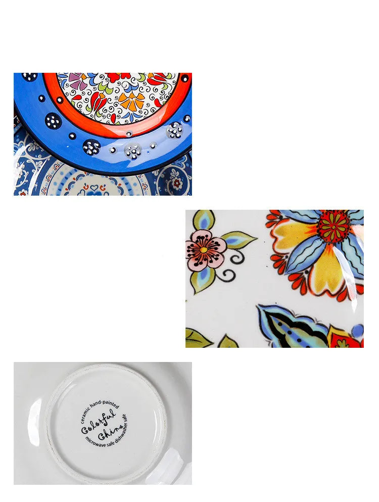 6.5 Inches European Ceramic Dinner Plates Hand Painted Western Salad Plate Household Exquisite Fruit Dish Kitchen Accessories