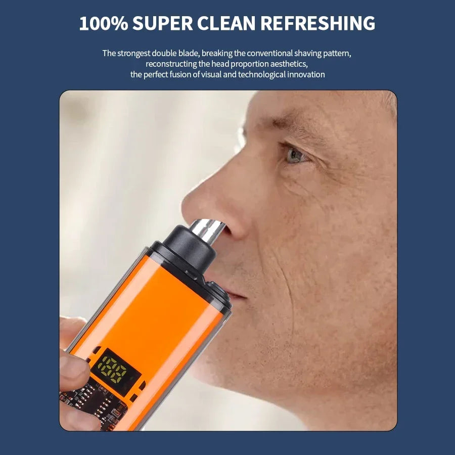 Mini Electric Nose Hair Clipper Rechargeable Multi-kinetic Shaving 2-in-1Unisex Fully Automatic Washable Shaving Nose Trimmer