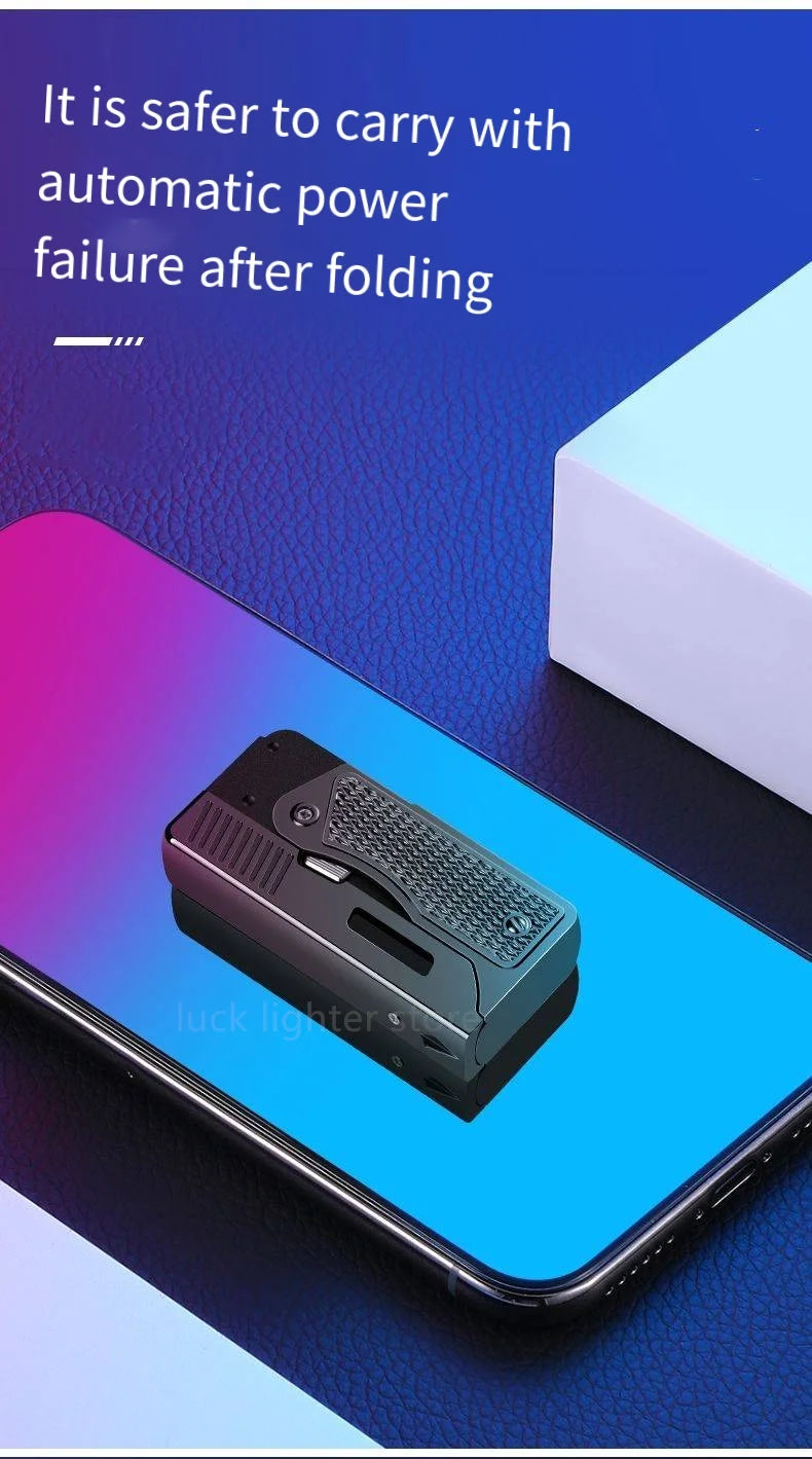 Gas-Electric Dual-Purpose Lighter Windproof Jet Lighter Double-Arc Cigarette Lighter Foldable Gun-Type Lighter Men'S Gadget Gift