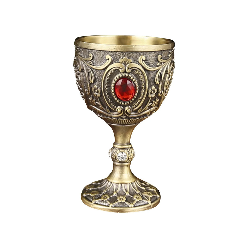 Delicate Drink Cup Retro Metal Diamond-encrusted Wine Glass European Style  Whiskey Glass Anti-break Chalice Gift