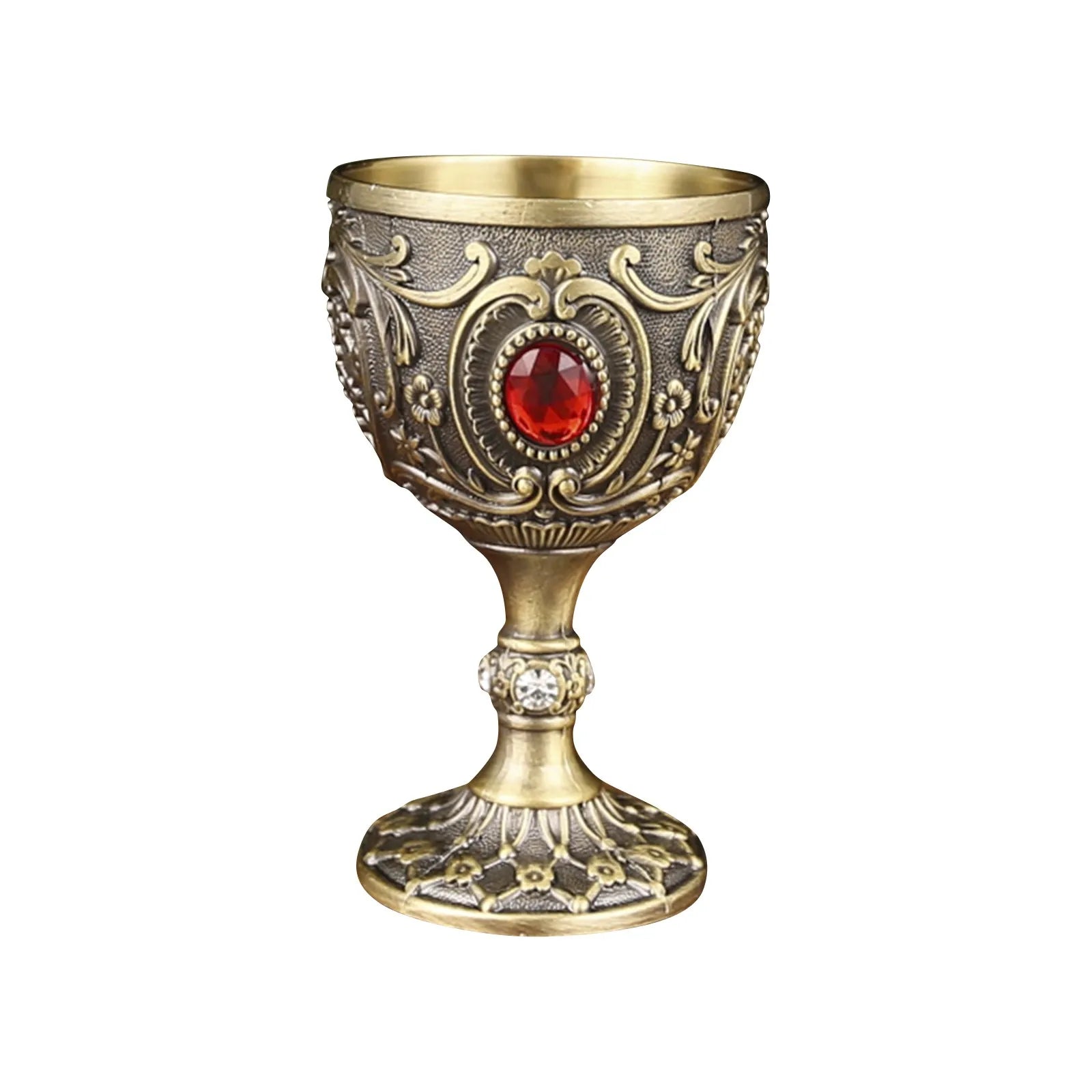 Delicate Drink Cup Retro Metal Diamond-encrusted Wine Glass European Style  Whiskey Glass Anti-break Chalice Gift