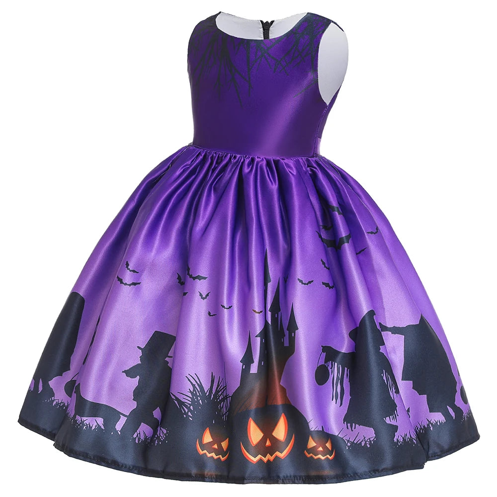 Halloween Bat Gothic Cosplay Girl Costumes Christmas Carnival Kids Pumpkin Birthday Costume for Children Princess Party Dresses