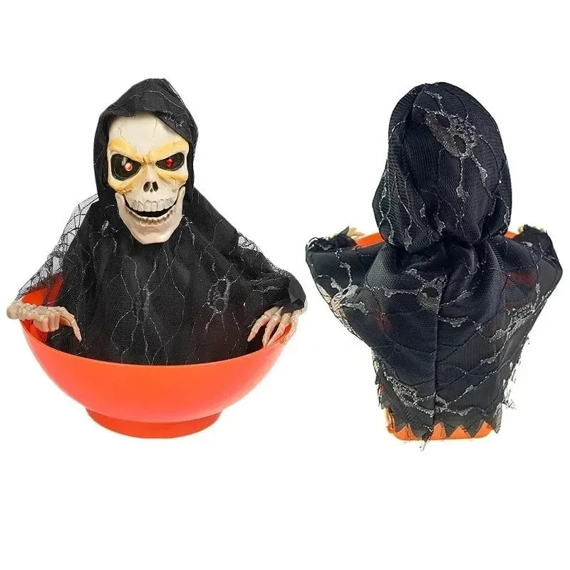 Halloween Electric Ghost Prop Animated Motion Sensor Light Up Sound Head Stretch Swing Party Decoration Haunted House Decor