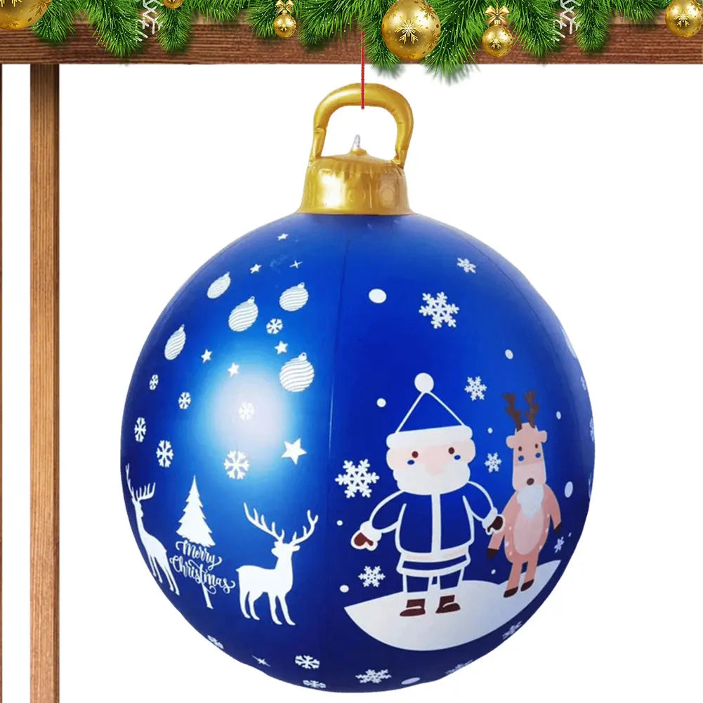24 Inch Inflatable Christmas Balls New Years Christmas Ornaments with Lights PVC Giant Inflatable Christmas Balls Holiday Decor