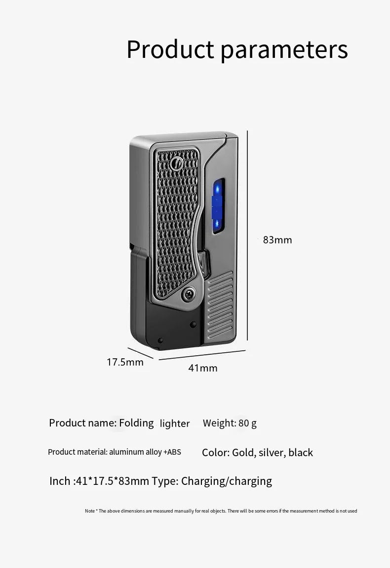 Gas-Electric Dual-Purpose Lighter Windproof Jet Lighter Double-Arc Cigarette Lighter Foldable Gun-Type Lighter Men'S Gadget Gift