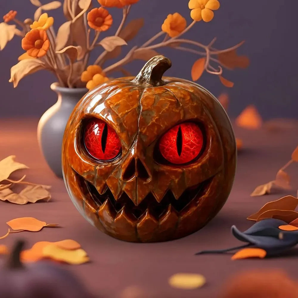 Halloween  Red-Eyed Pumpkin Figurines Desk Ornament Horror Figurines For  Dining Table Showcase Bookshelf Desktop Party gift