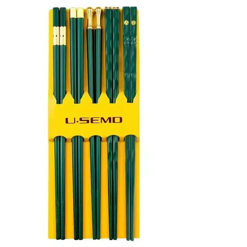 5Pairs Chinese Japanese chopsticks Set Sushi Stick Reusable High Quality Non-Slip For Food Noodle Restaurant Kitchen Tableware