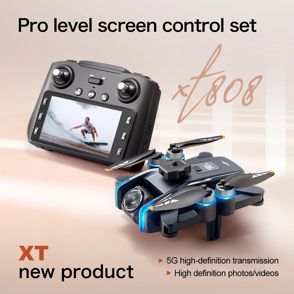 XT808 Screen Display Drones 5G Optical Flow GPS Folding With WIFI Transmission 8K HD Professional Aerial Camera Quadcopters Toys