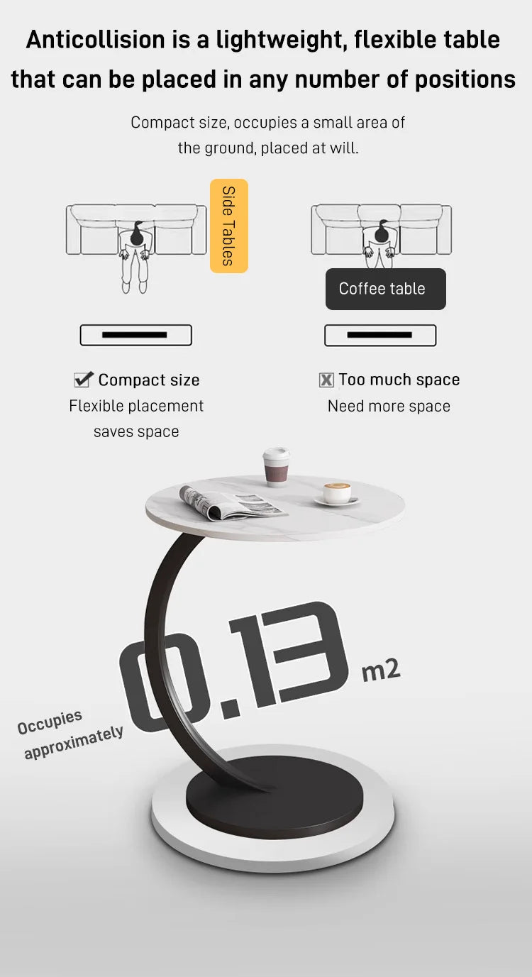 Small apartment light luxury bedside small coffee table round movable small table mini coffee table