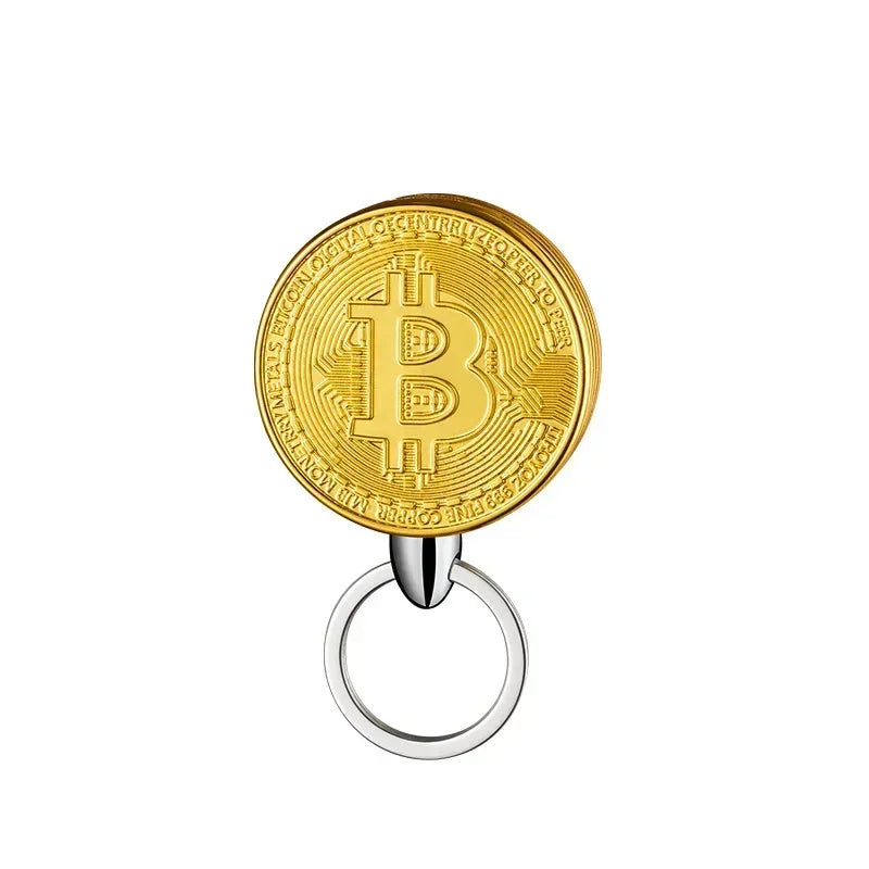 Bitcoin Torch Lighter Virtual Commemorative Coin Pendant Lighter Refillable Butane Gas Lighter Portable Cigarette Accessory