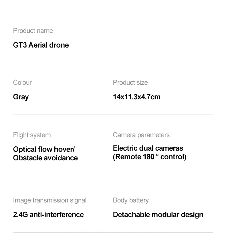 GT3 Mini RC Drone 4K Dual Aerial HD Photography Optical Flow Positioning Obstacle Avoidance UAV Remote Control Quadcopter