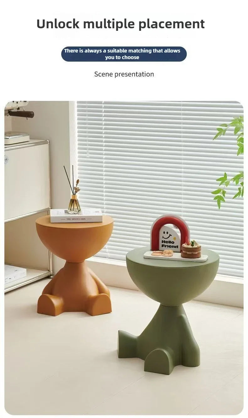 Light Luxury Cartoon Sofa Edge Table Creative Flat Head Coffee Table Small Household Plastic Coffee Table Furniture Side Table