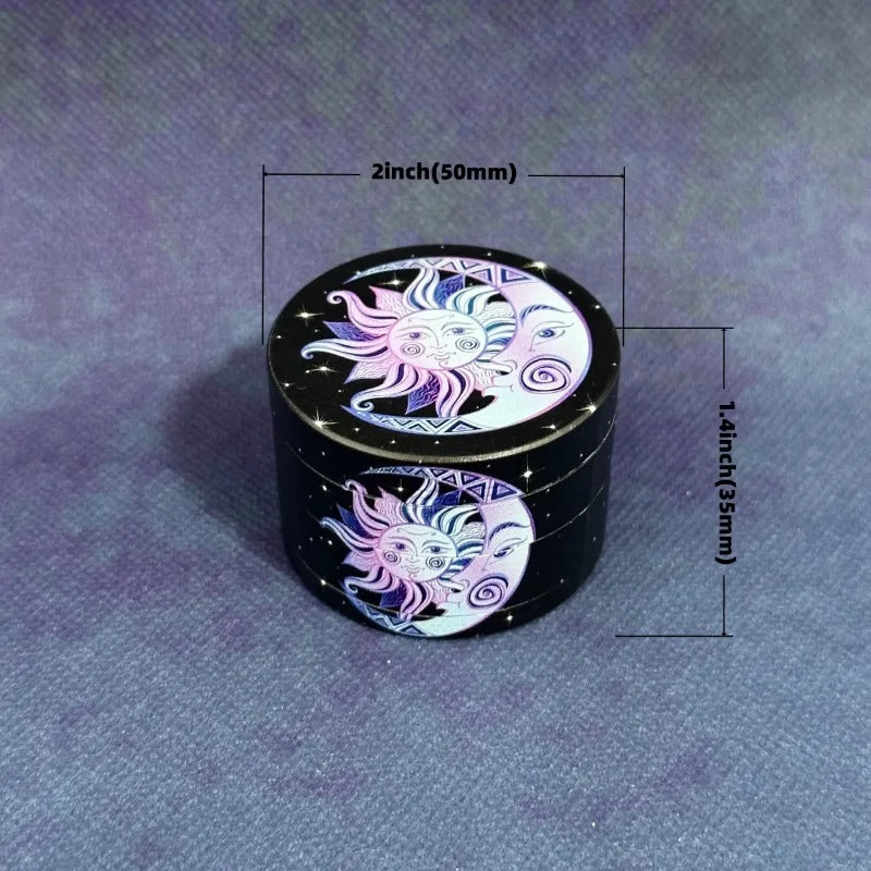 2inch Sun Moon Herb Grinder Spice Manual Crusher Metal Pestle 4-Layers Pepper Mortar Salt Mill Grinder Tools Smoking Accessories