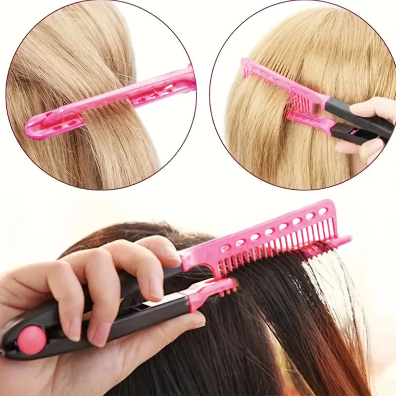 Folding V Type Hair Straightener Brush DIY Hairdress Tool Hairdressing Combs Natural Hair Styling Curling Comb Hair