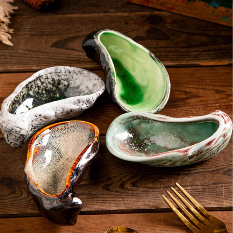 Ceramic Tableware Oyster Plate Dining Plates Snack Bowl Dim Sum Dish Dessert Plate Cold Dish Tray Fruit Bowl Taste Plates