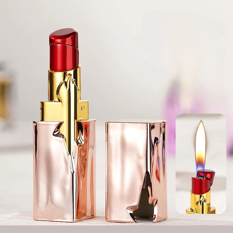 NEW Creative Lipstick Lighter Portable Open Flame Cigarette Lighter Female Student Lighter High-Value Smoker Gifts 2025
