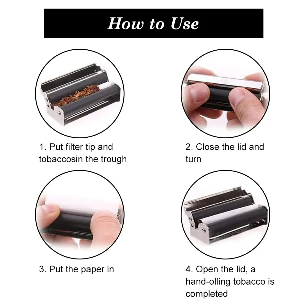 WE PUFF Portable Mini Metal Manual Rolling Machine 70/78/110 MM Paper Tobacco Hand Roller Cigarette Maker Gadgets for Men Gift