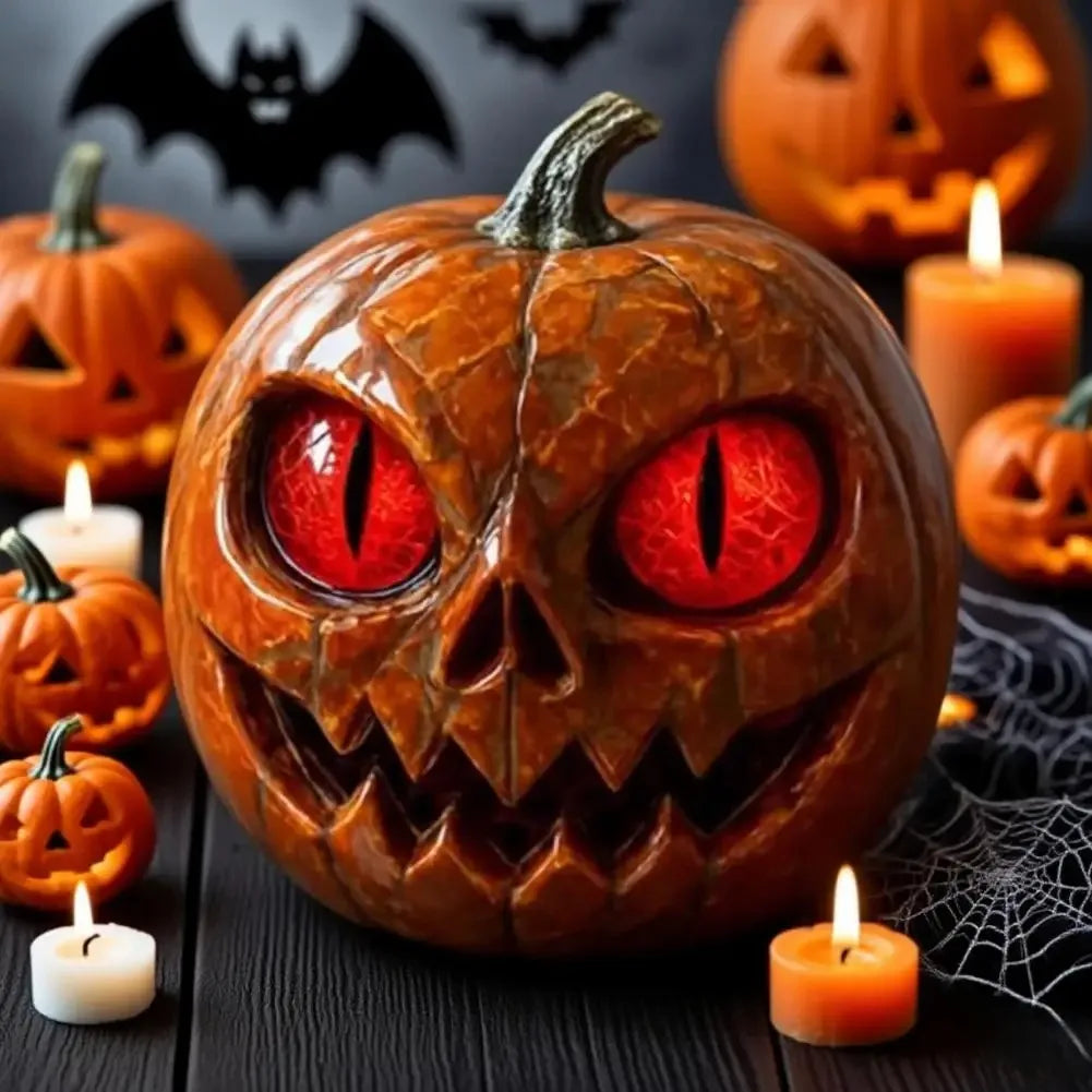 Halloween  Red-Eyed Pumpkin Figurines Desk Ornament Horror Figurines For  Dining Table Showcase Bookshelf Desktop Party gift