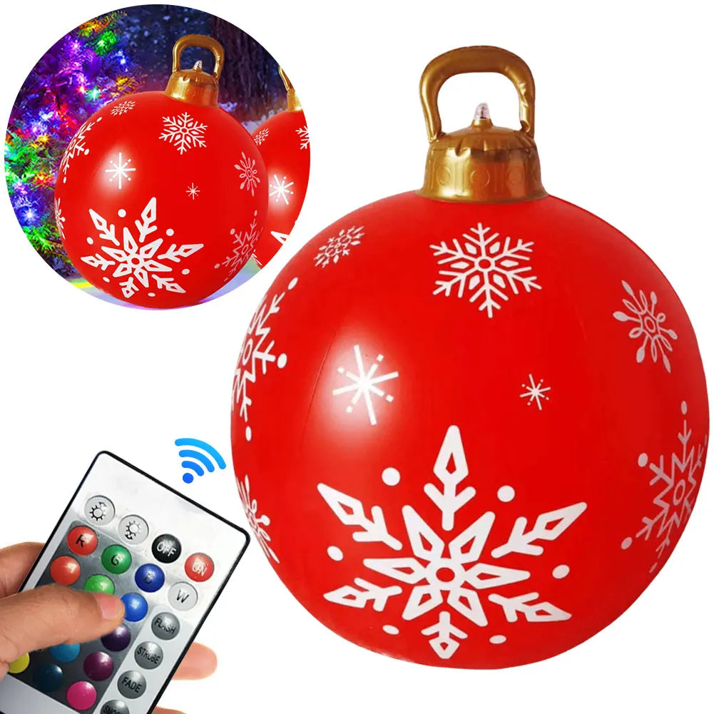 24 Inch Inflatable Christmas Balls New Years Christmas Ornaments with Lights PVC Giant Inflatable Christmas Balls Holiday Decor