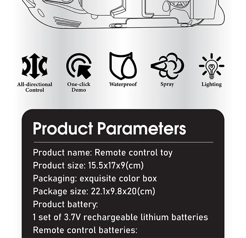 RC Boat Remote Control Boats Spray Powerboat Twin Propeller 2.4G Radio Controlled Ship with Lights Toys for Boys Girl Kids Gifts