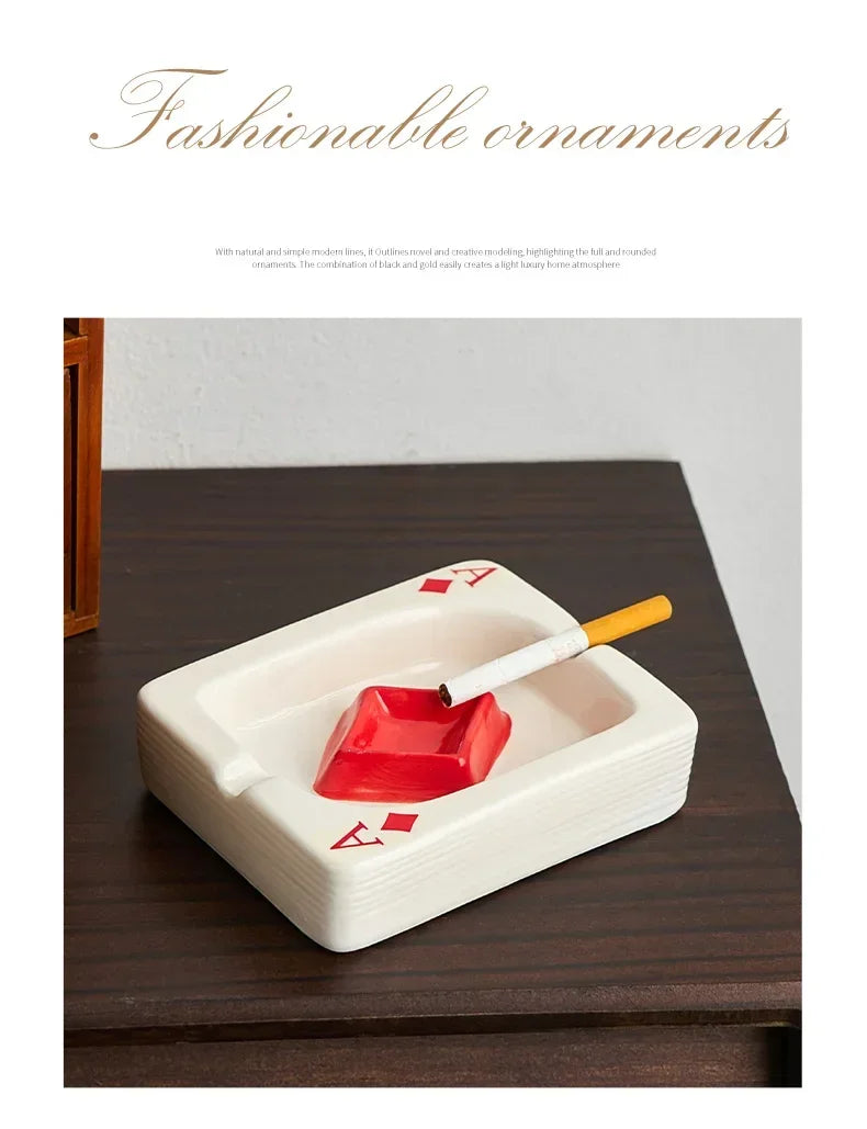 Creative Playing Card Ashtray Home Decor Modern Style Living Room Table Ornaments Simple Smoking Accessories Decorative Ash Tray