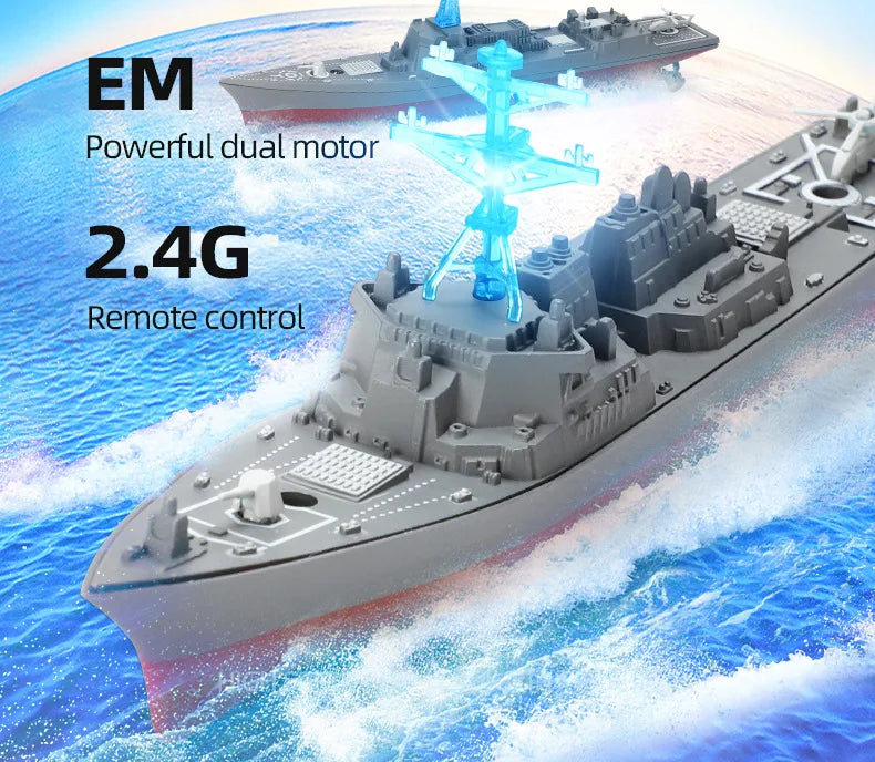 Mini Boat Remote Control Warship 2.4ghz Double Propeller Radio-control Aircraft Carrier Simulated Model Toys Kids Gift