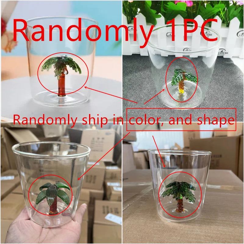 Glass Cup 3D Cartoon Animal Shape Glasses Home Cute Water Coffee Glass Single Layer Cup with Guests Juice Cold Drink Cup