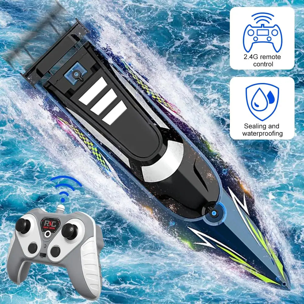 RC Boat with LED Light, 2.4GHz Full Proportional Remote Control Boat for Pool & Lake – 30 Min Run Time,Kids Toys & Birthday Gift