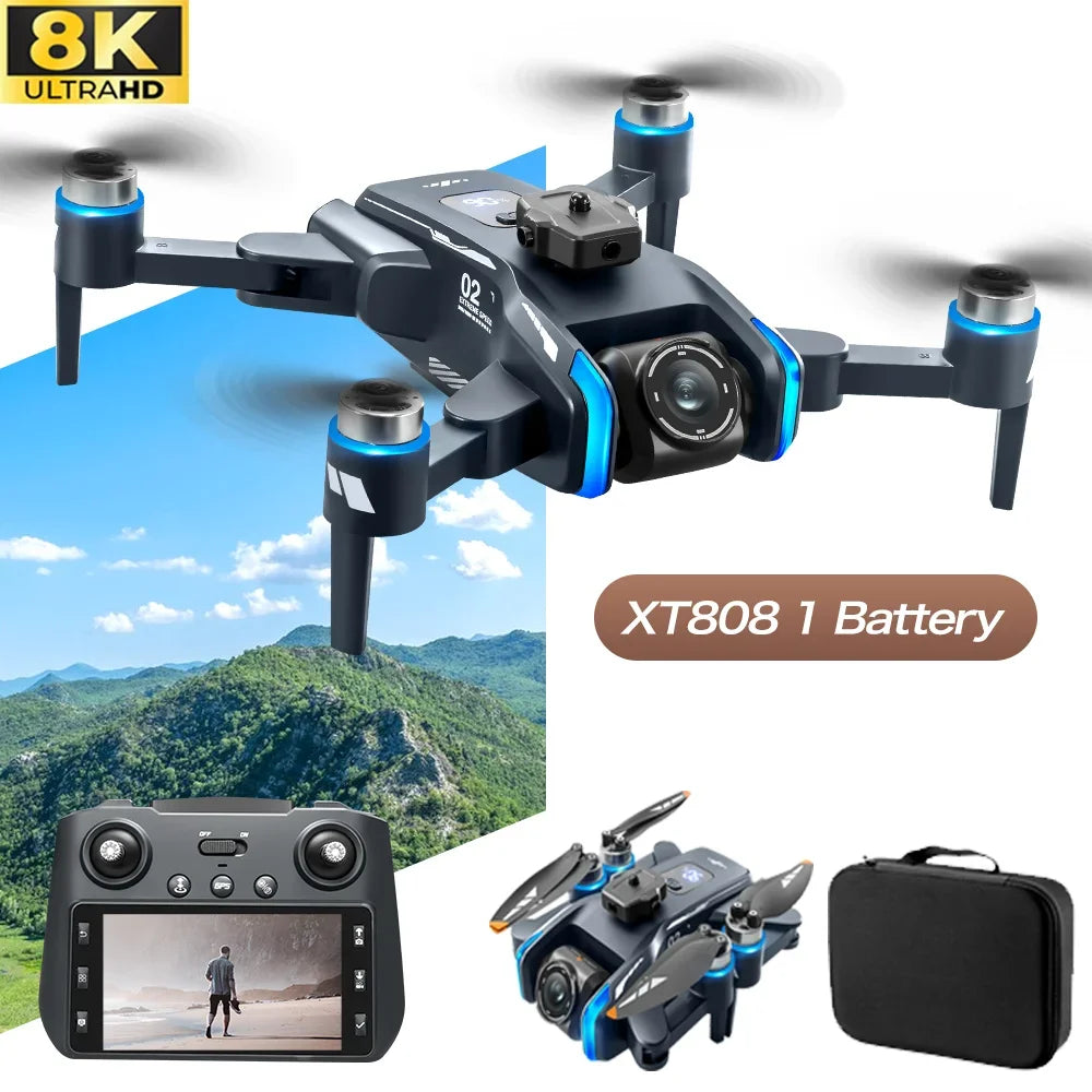 XT808 Screen Display Drones 5G Optical Flow GPS Folding With WIFI Transmission 8K HD Professional Aerial Camera Quadcopters Toys