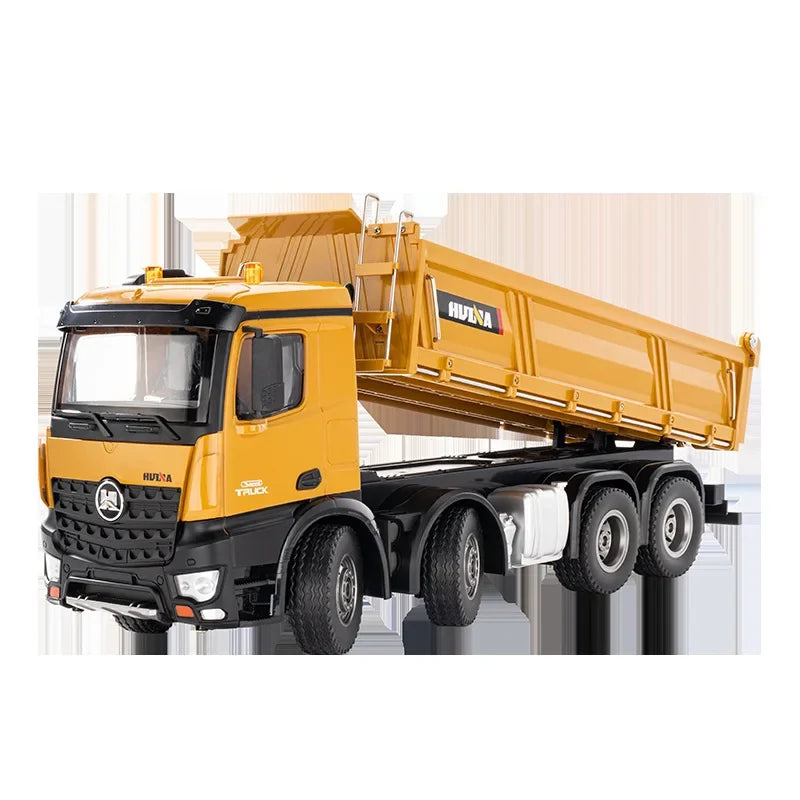 Huina 1536 1/14 Semi Alloy Transport Eight Wheeled Dump Truck With Sound And Light Remote Control Engineering Vehicle Toy Gift