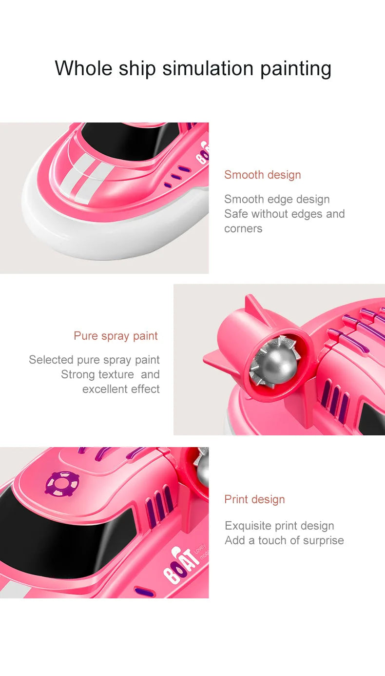S820 RC Boat Wireless Speedboat 2.4G 1/32 Powerful Dual Motors Electric Remote Control Model Electric Toys for Kids Xmas Gift