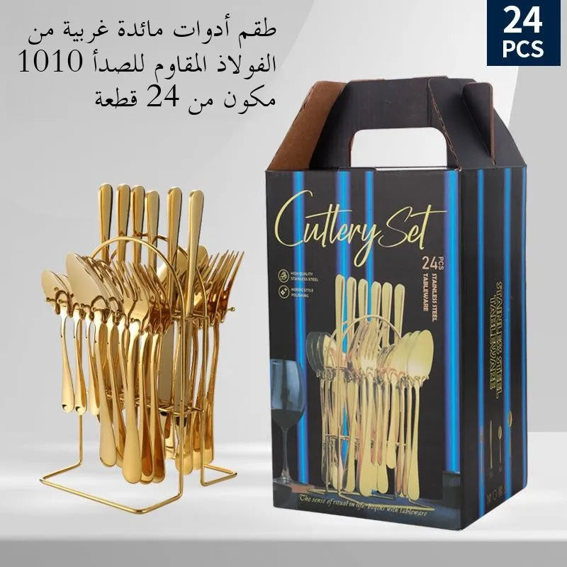 Stainl Steel Western Dining Utensils Set 24-Piece Set Steak Knife Fork Spoon Dinnerware Set Korean Sle Children's Cutler...