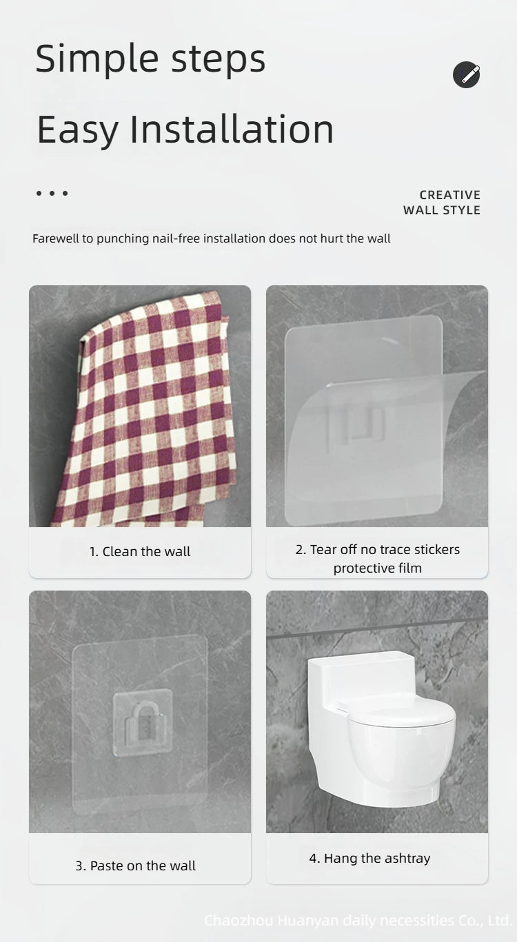 Ashtray, New Chinese Ashtray Creative Gift, Toilet Wall-mounted Ashtray With Lid, High Value, Anti-fly Ash Cute