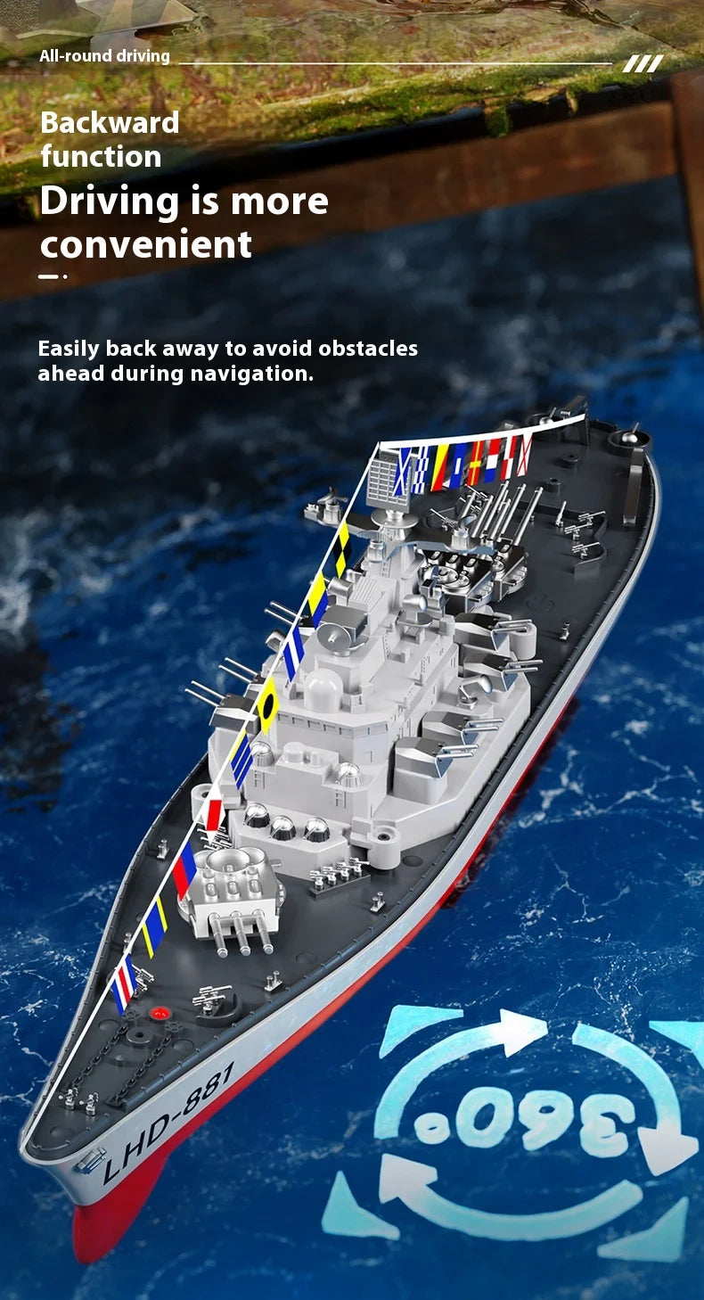 High-Speed Electric Remote Control Boat Speedboat Simulation Warship Oversized Model Launching Adult Children'S Toy Warship.