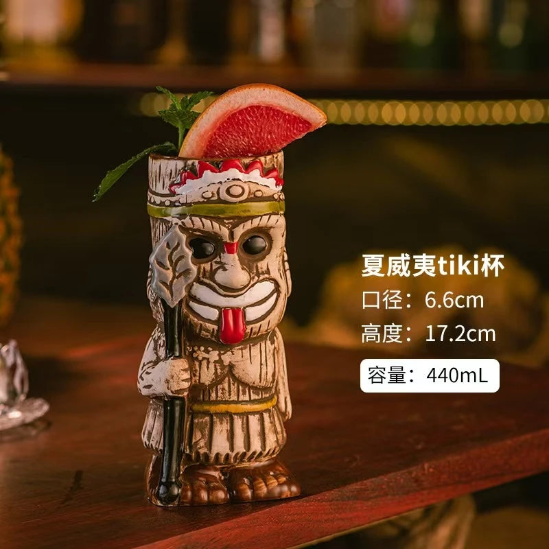 Hawaiian Cocktail Glass Cup,Ceramic Tiki Mug,Samiff Bar Glass,Personality Drinking