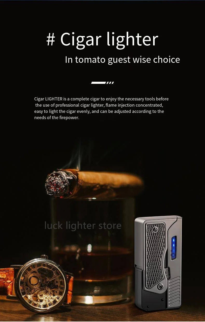 Gas-Electric Dual-Purpose Lighter Windproof Jet Lighter Double-Arc Cigarette Lighter Foldable Gun-Type Lighter Men'S Gadget Gift