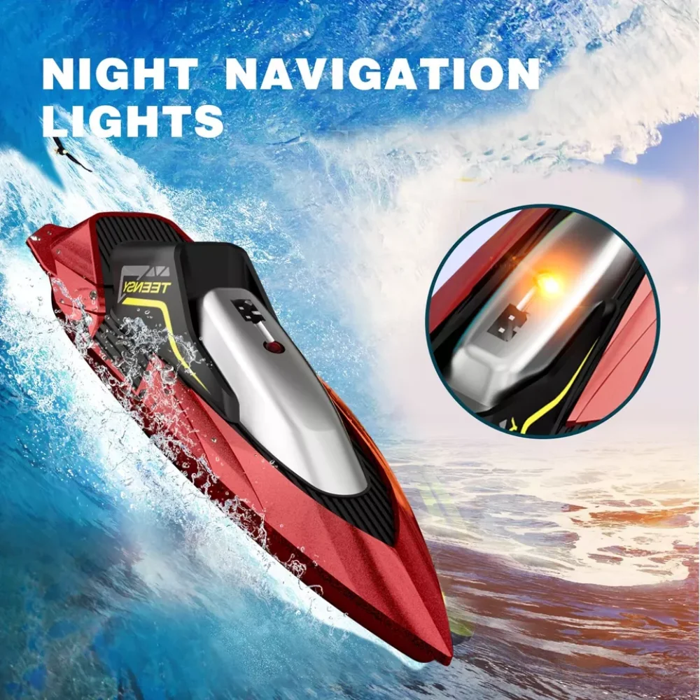 4DRC S5 RC Boat for Pools and Lakes, 2.4 GHz 20+ MPH Racing Boats, Rechargeable Battery,Low Battery Alarm,Gifts