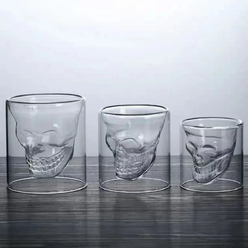 Skull Glass Cups 25/75/150/250ml Crystal Clear Creative Designer Party Bar Vodka Beer Drinking Glasses Unique Novelty Gift