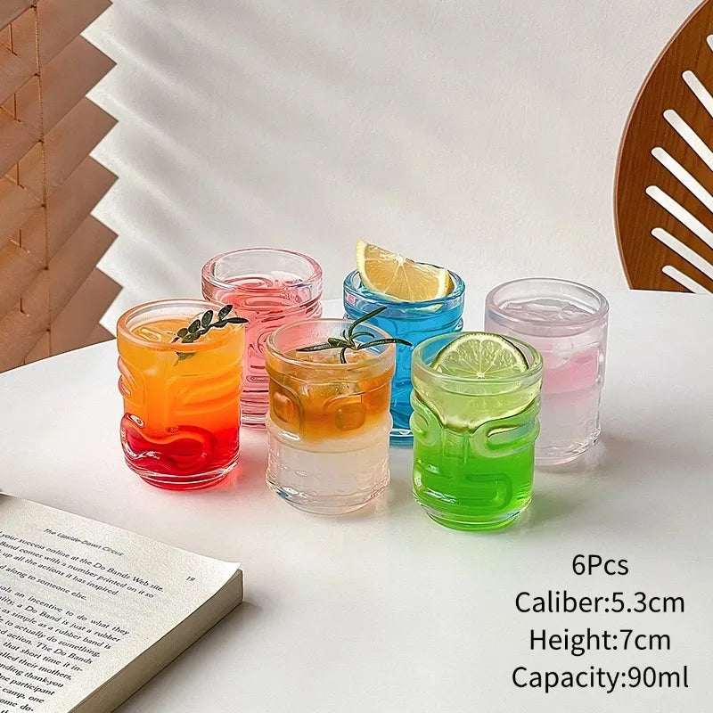 Creative Mini Tiki Glass Cup Shot Glasses Stacking Cups Cocktail Glass Tiki Cup Set With 6 Holes Tray Tiki Bar Accessories