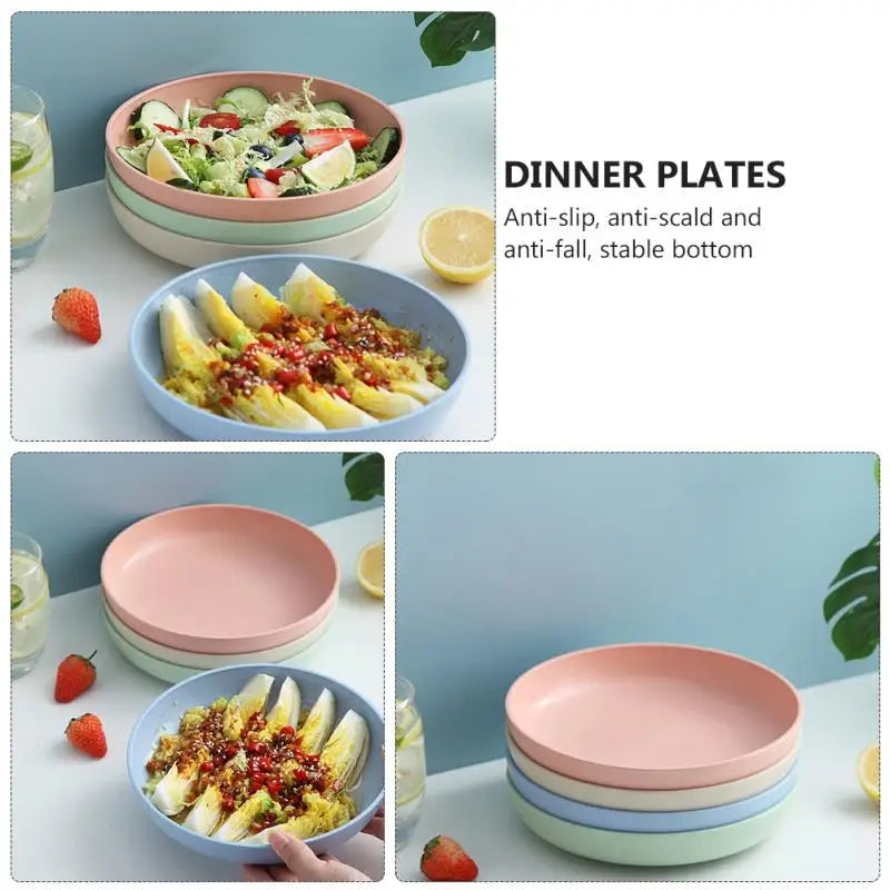 4 Pcs Plate Plastic Plates Pallets Salad Dinner Serving Round Polypropylene (pp) Food Dish Home Child Dishes