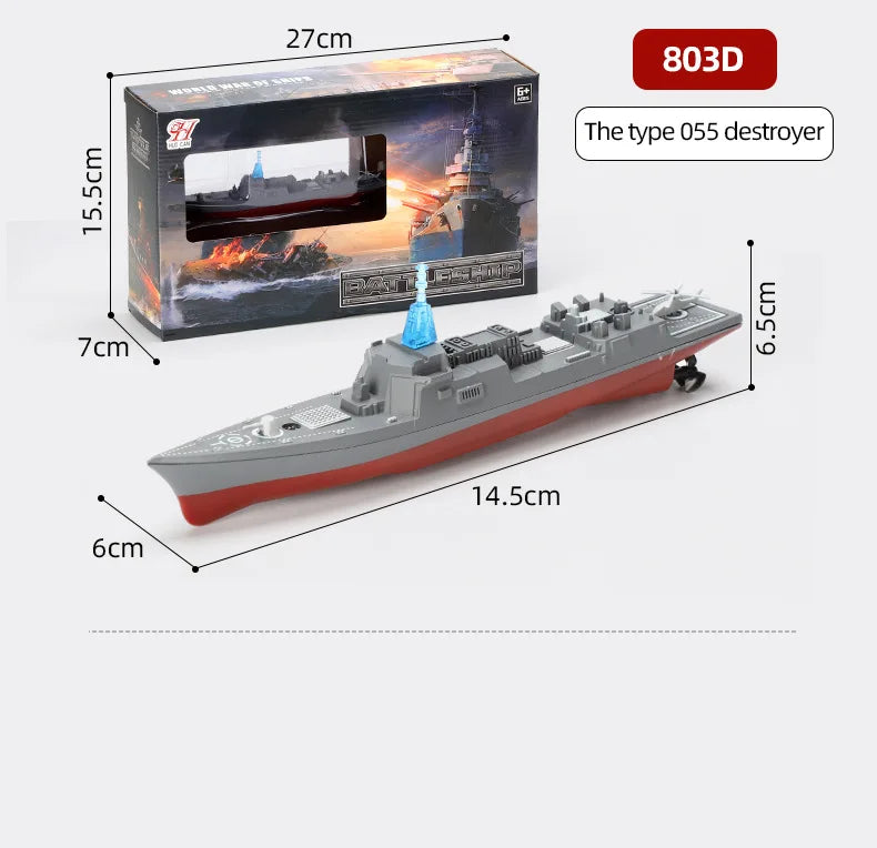 Mini Boat Remote Control Warship 2.4ghz Double Propeller Radio-control Aircraft Carrier Simulated Model Toys Kids Gift