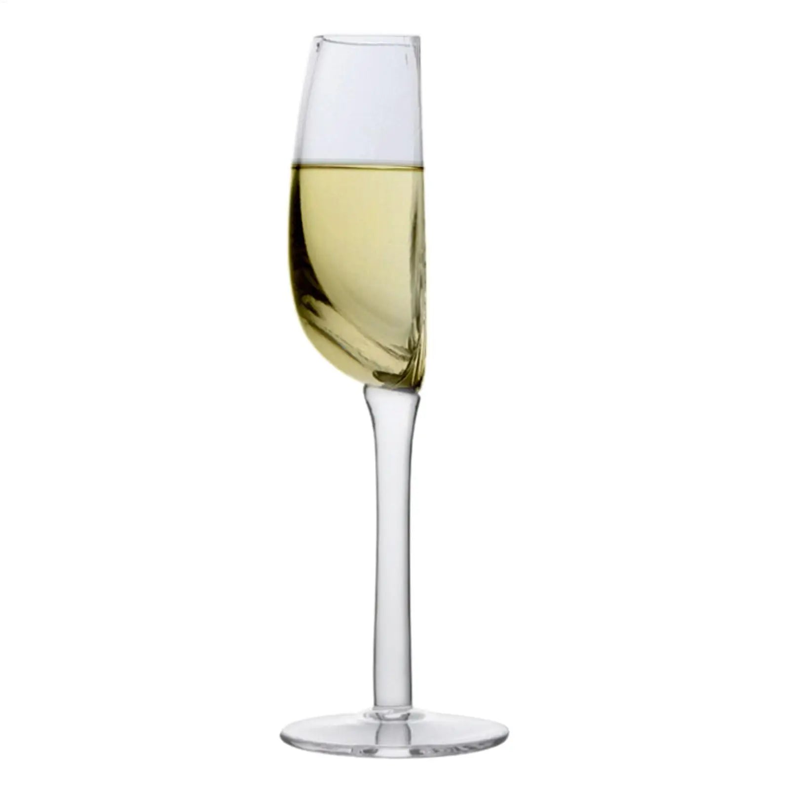140ml Half Glass Champagne Wine Cups, Flexible Reusable Long Stem Design, Creative Wedding Holiday Glassware for Family Friends