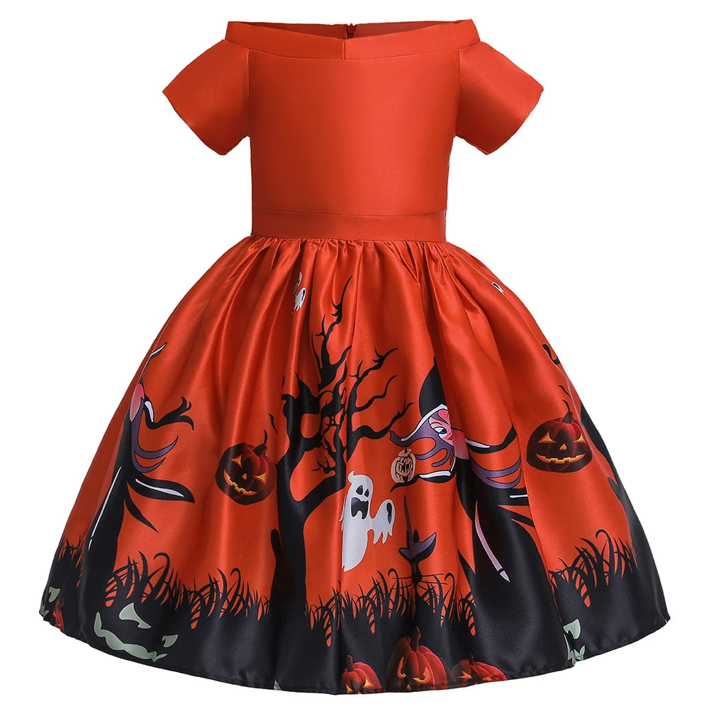Halloween Bat Gothic Cosplay Girl Costumes Christmas Carnival Kids Pumpkin Birthday Costume for Children Princess Party Dresses