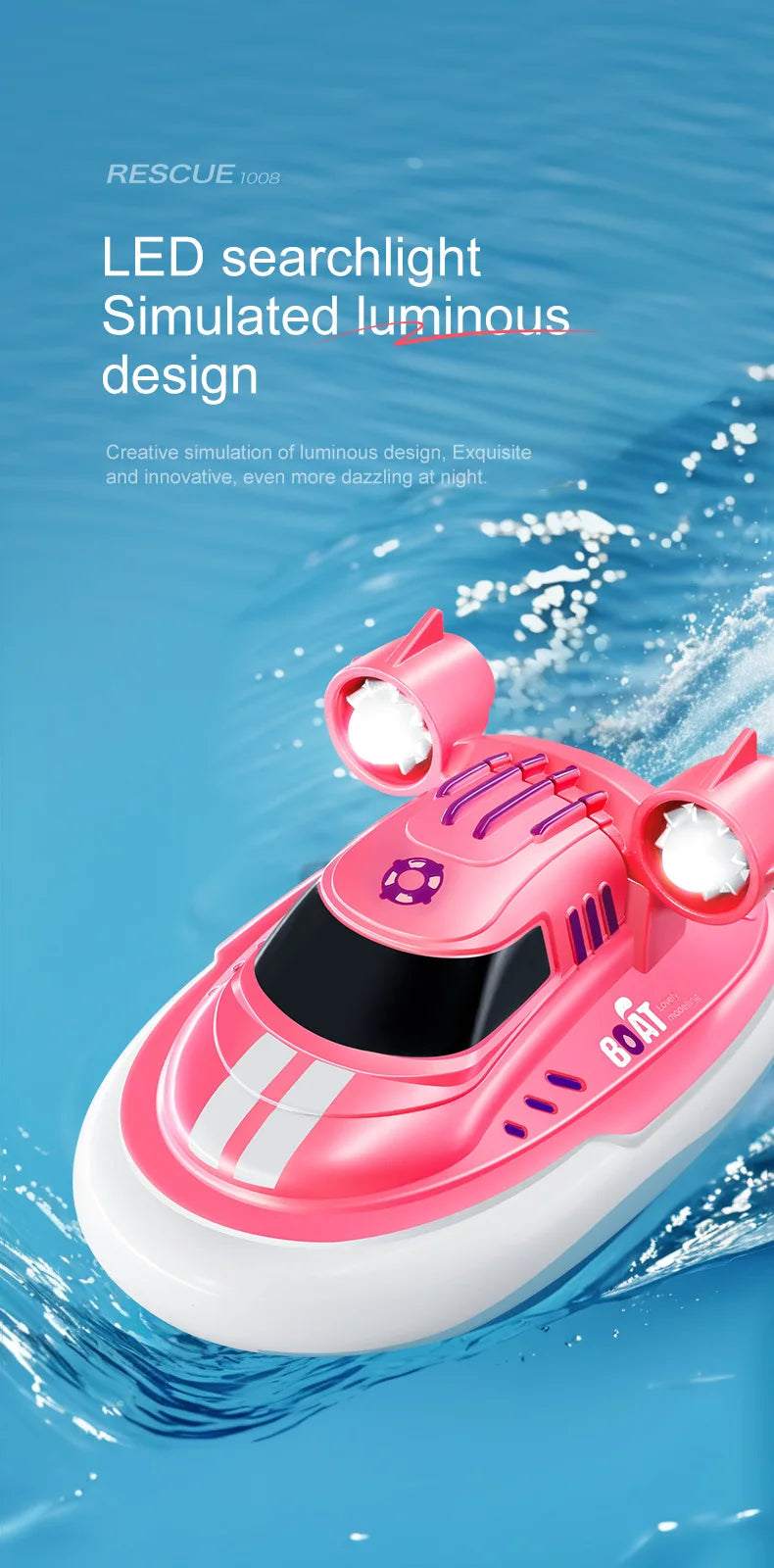 S820 RC Boat Wireless Speedboat 2.4G 1/32 Powerful Dual Motors Electric Remote Control Model Electric Toys for Kids Xmas Gift